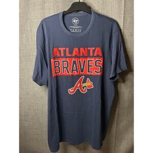 Atlanta Braves 47 Brand Men's Size Med. Navy & Red Short Sleeve Graphic T-Shirt
